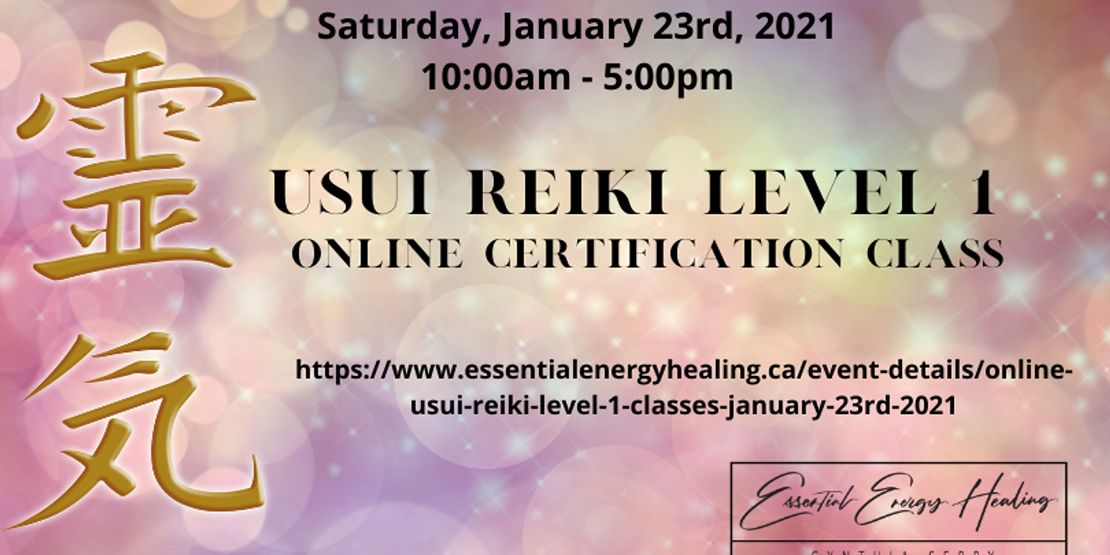 ONLINE USUI REIKI LEVEL 1 CLASSES - January 23rd, 2021