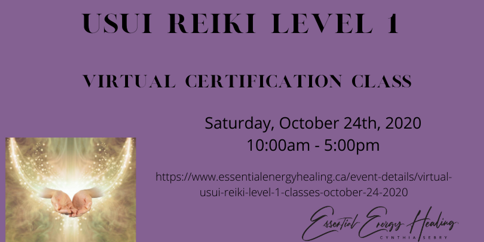 VIRTUAL USUI REIKI LEVEL 1 CLASSES October 24, 2020